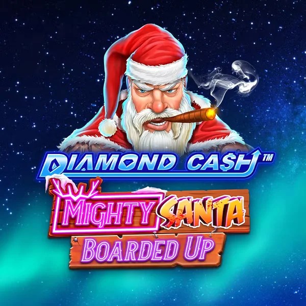 Diamond Cash Mighty Santa Boarded Up slot visual from Greentube available on wynscasino.eu.com