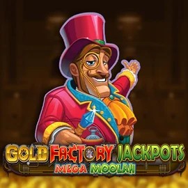 Gold Factory Jackpots Mega Moolah slot visual from Aurum Signature Studios available on wynscasino.eu.com