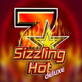 Sizzling Hot Deluxe online game logo by Novomatic on wynscasino.eu.com