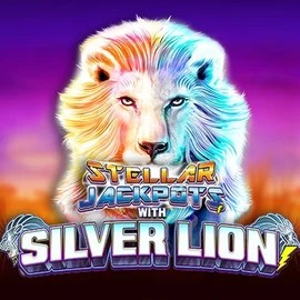 Stellar Jackpots with Silver Lion online game logo by Lightning Box Game on wynscasino.eu.com
